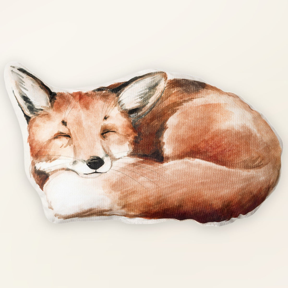 Coussin enfant renard en velours, vue de face