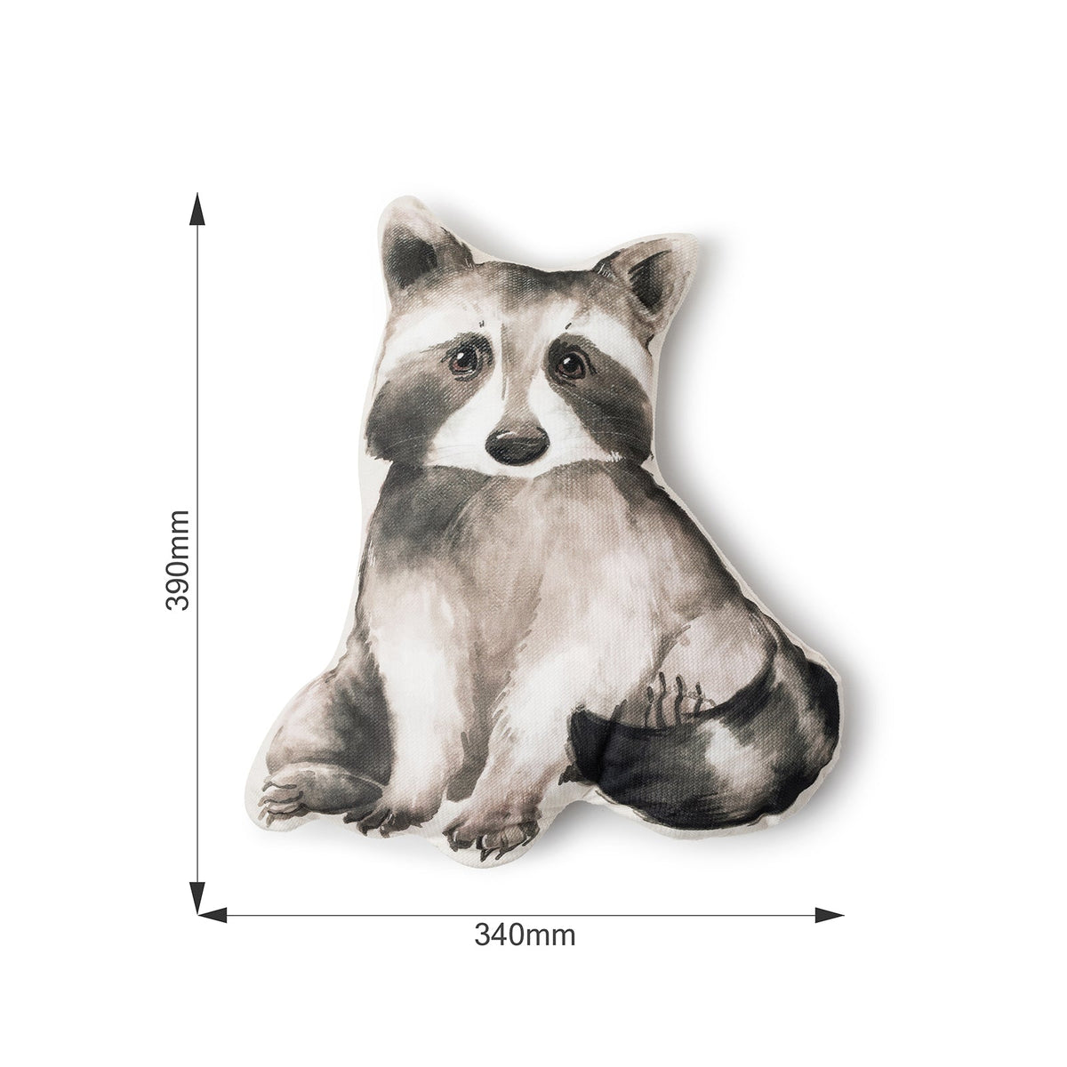 Coussin enfant raton laveur en velours – vue 3