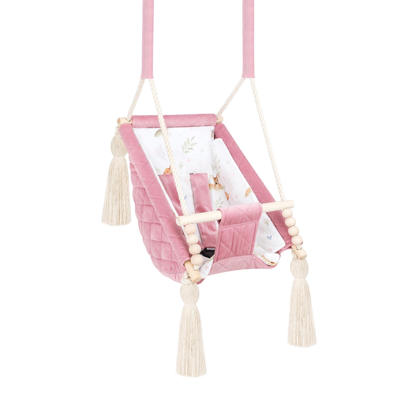 Hamac Bébé Nouveau-né 3-en-1 Velours Rose avec Sangles Sécurité Personnalisable