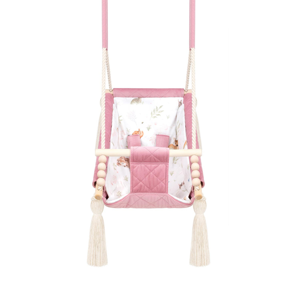 Hamac bébé suspendu en velours rose – vue 3