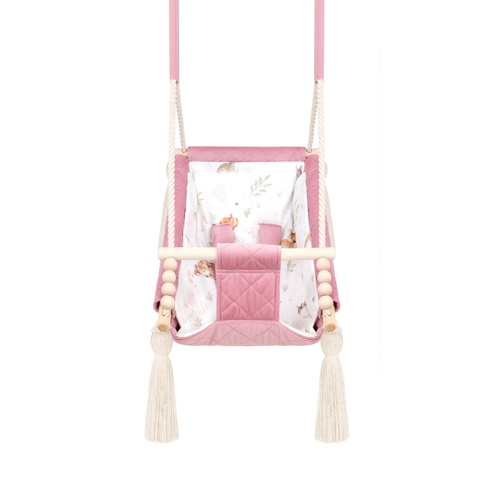 Hamac Bébé Nouveau-né 3-en-1 Velours Rose avec Sangles Sécurité Personnalisable