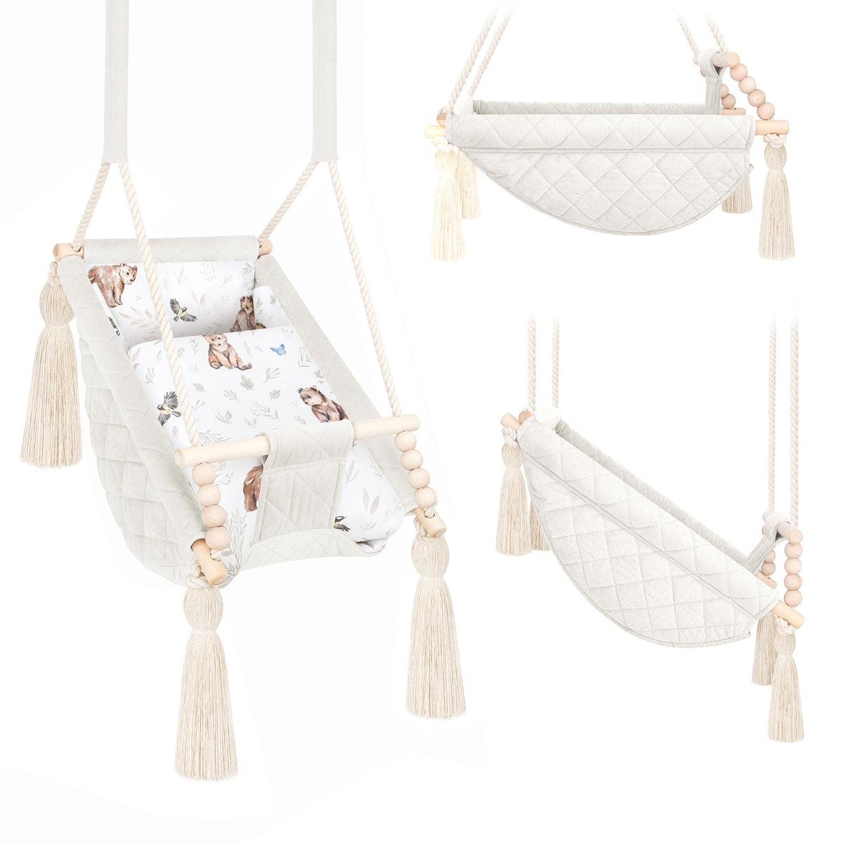 Hamac bébé suspendu en velours beige