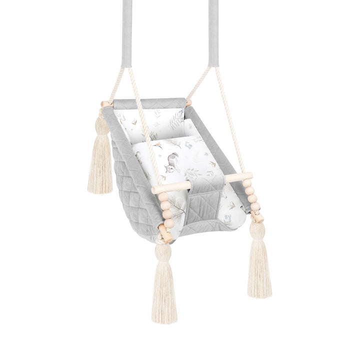 Hamac Bébé Nouveau-né 3-en-1 Velours Gris Clair avec Sangles Sécurité Personnalisable