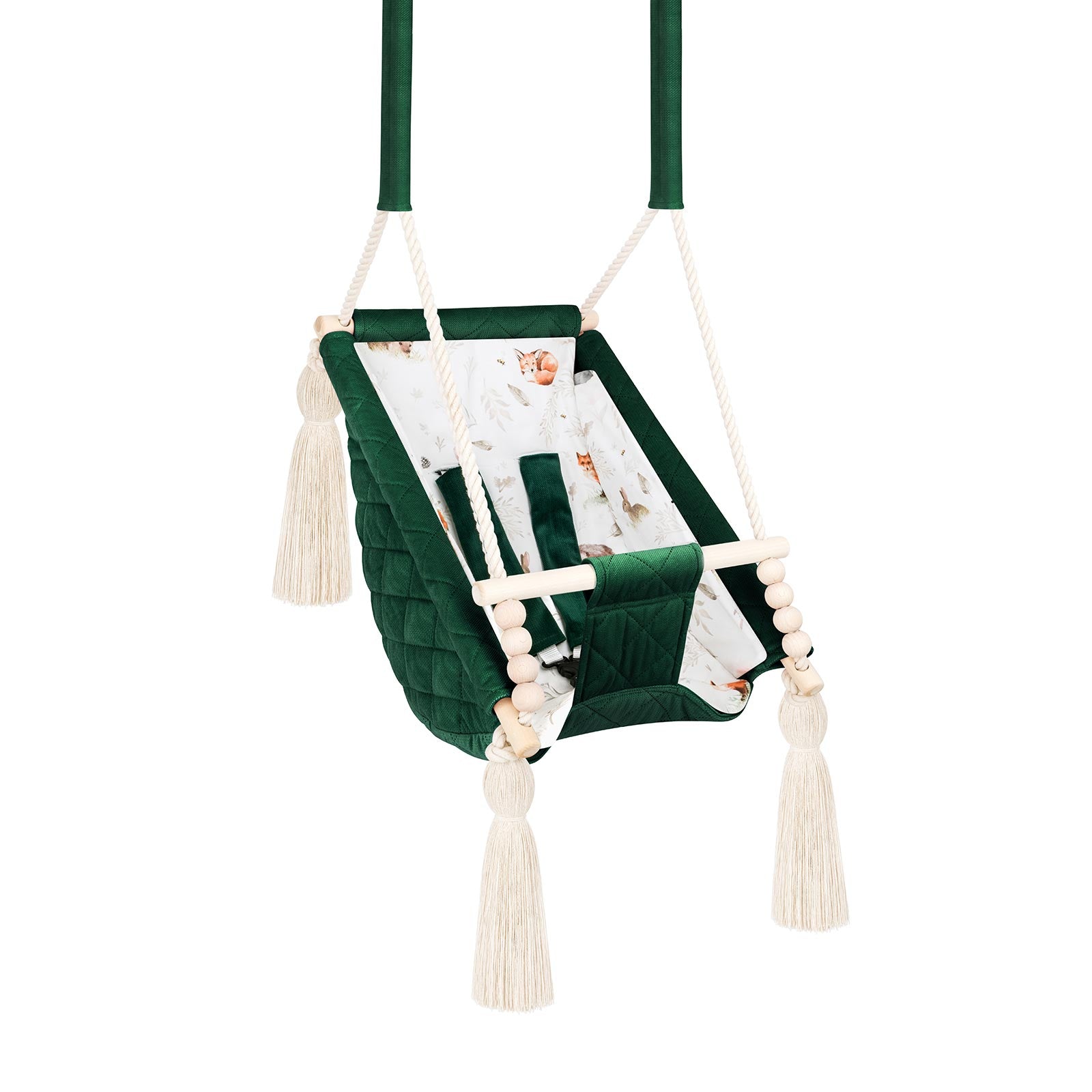 Hamac Bébé Nouveau-né 3-en-1 Velours Vert avec Sangles Sécurité Personnalisable
