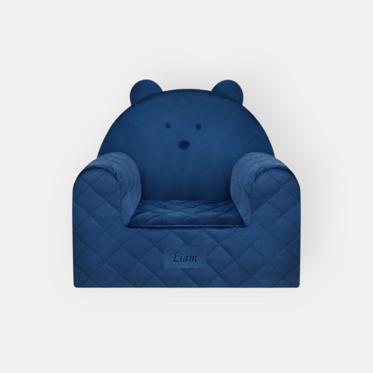 Fauteuil bébé et enfant ourson en velours bleu foncé