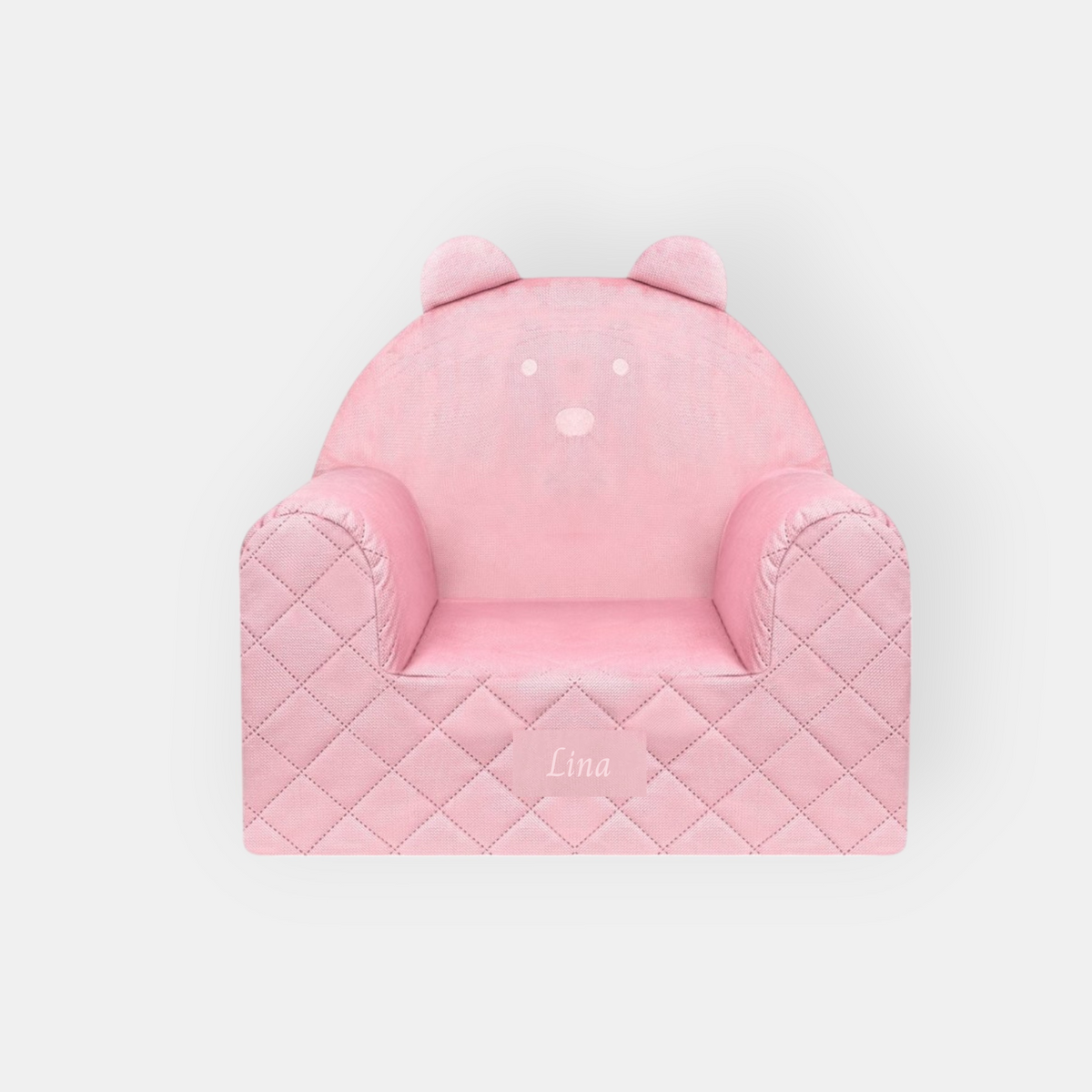 Fauteuil bébé et enfant ourson en velours rose