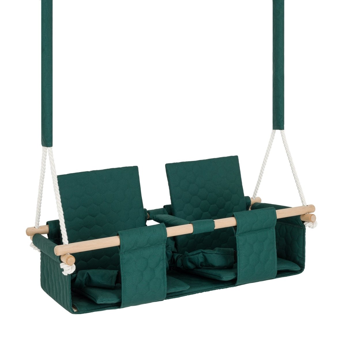 Balançoire Double Jumeaux Bois Vert Foncé Imperméable Résistante Salissures avec Sangles Sécurité