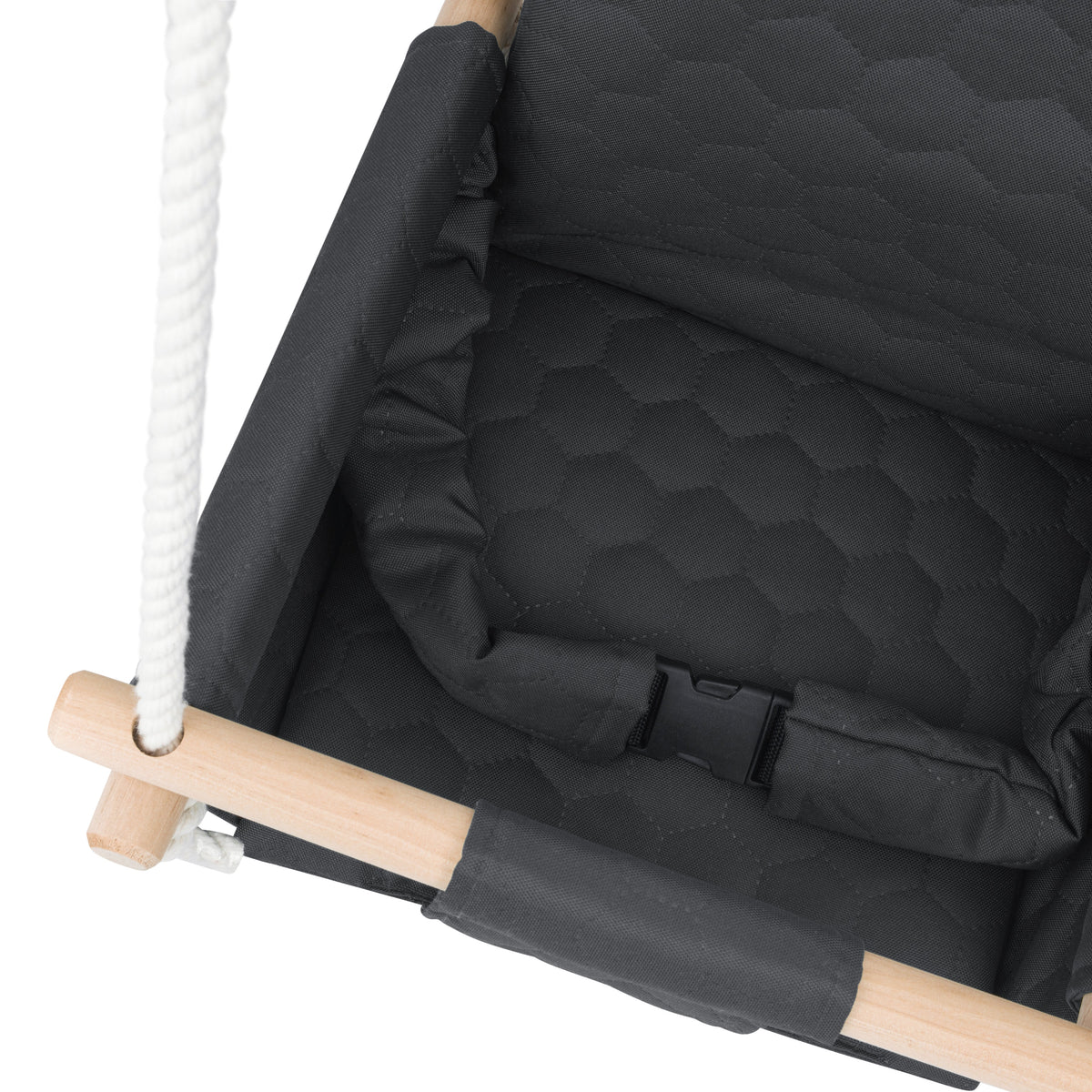 Balançoire double jumeaux imperméable gris foncé, intérieur du siège avec boucle de sécurité et rembourrage matelassé