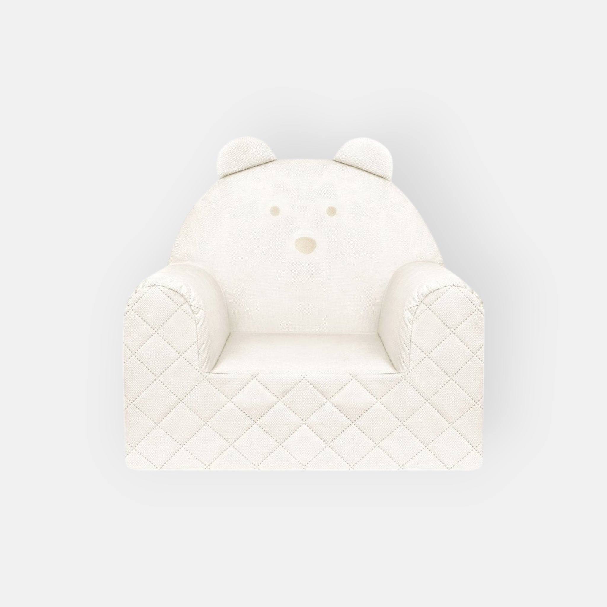 Fauteuil Enfant Ours Velours Beige avec Poches Rangement