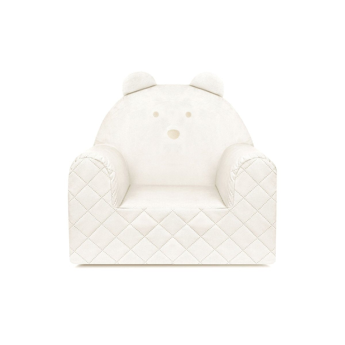 Fauteuil Enfant Ours Velours Beige avec Poches Rangement