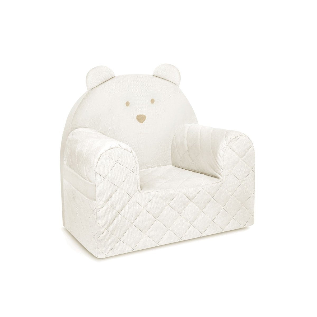 Fauteuil Enfant Ours Velours Beige avec Poches Rangement