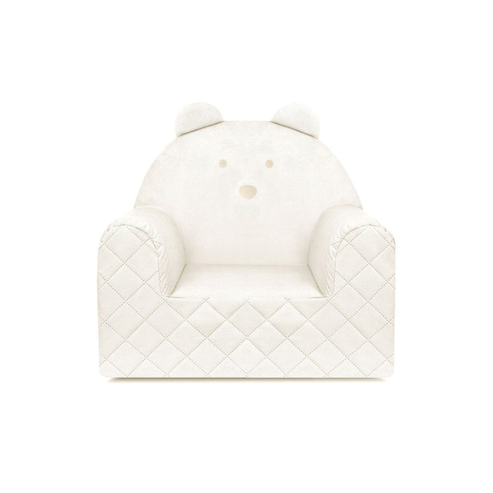 Fauteuil Enfant Ours Velours Beige avec Poches Rangement