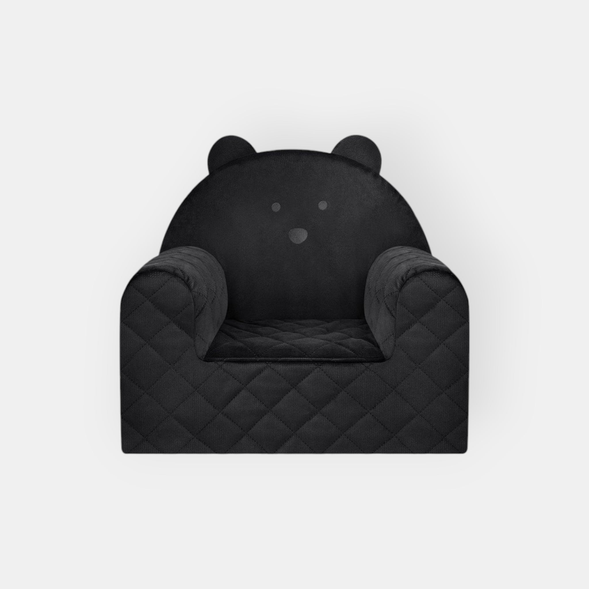 Fauteuil Enfant Ours Velours Noir avec Poches Rangement