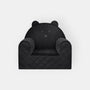 Fauteuil Enfant Ours Velours Noir avec Poches Rangement