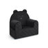 Fauteuil bébé ourson en velours noir, vue de trois quarts : accoudoirs et dossier matelassé