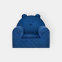 Fauteuil Enfant Ours Velours Bleu Foncé avec Poches Rangement