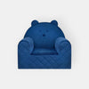 Fauteuil Enfant Ours Velours Bleu Foncé avec Poches Rangement