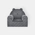 Fauteuil Enfant Ours Velours Gris Foncé avec Poches Rangement