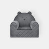 Fauteuil Enfant Ours Velours Gris Foncé avec Poches Rangement