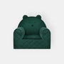 Fauteuil Enfant Ours Velours Vert avec Poches Rangement