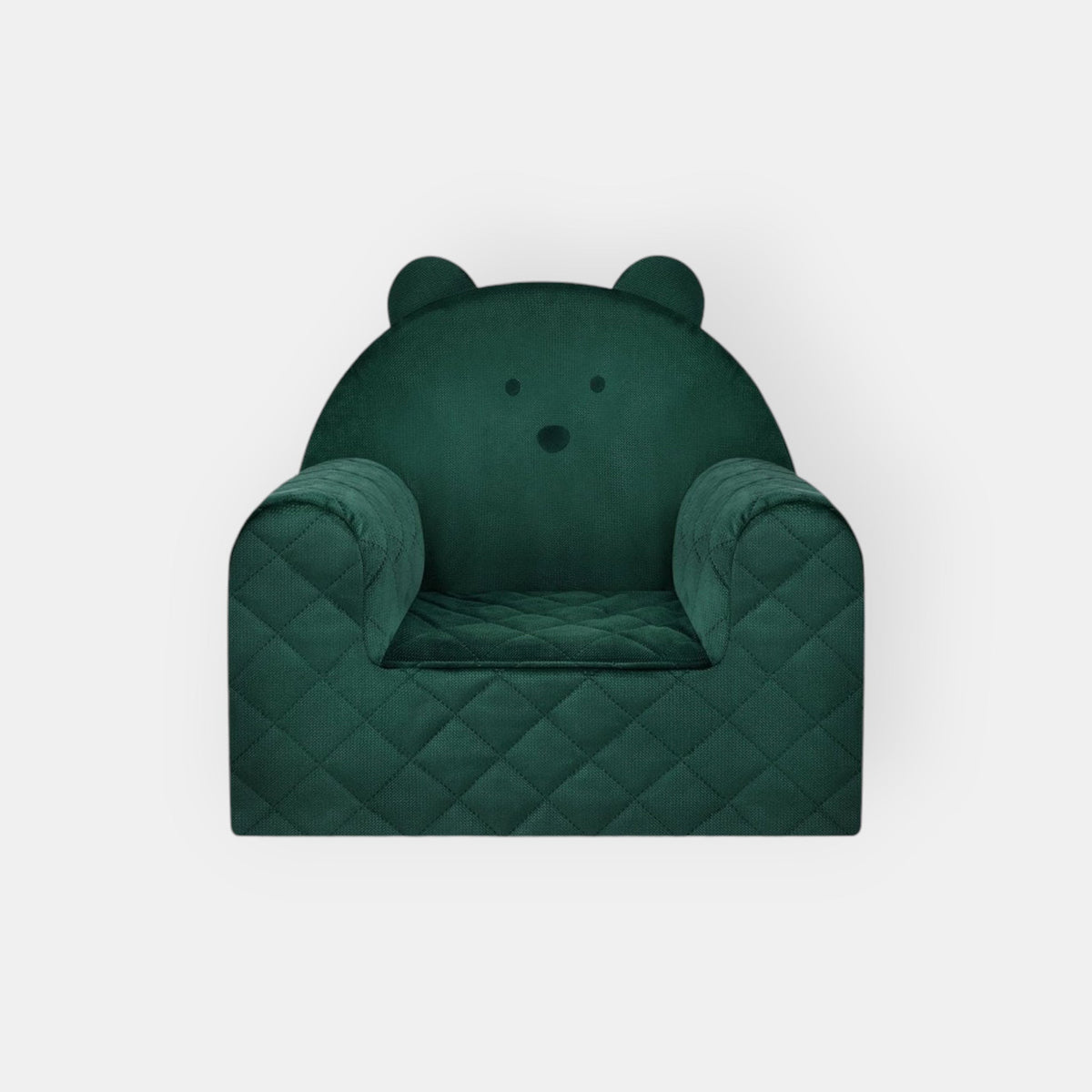 Fauteuil Enfant Ours Velours Vert avec Poches Rangement