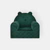 Fauteuil Enfant Ours Velours Vert avec Poches Rangement