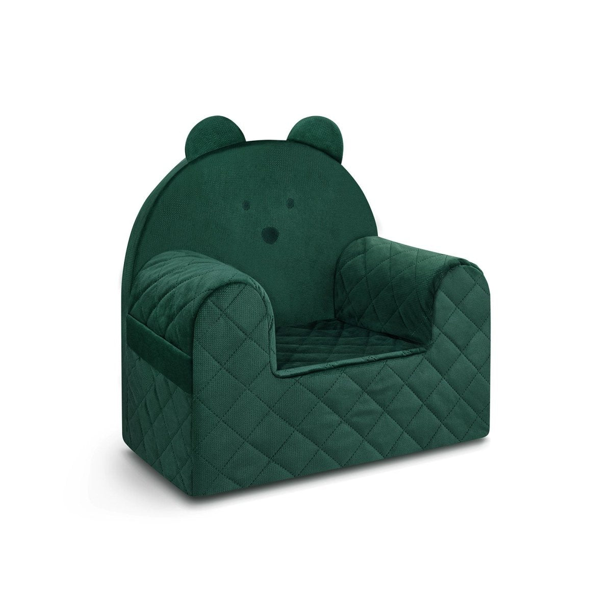 Fauteuil Enfant Ours Velours Vert avec Poches Rangement