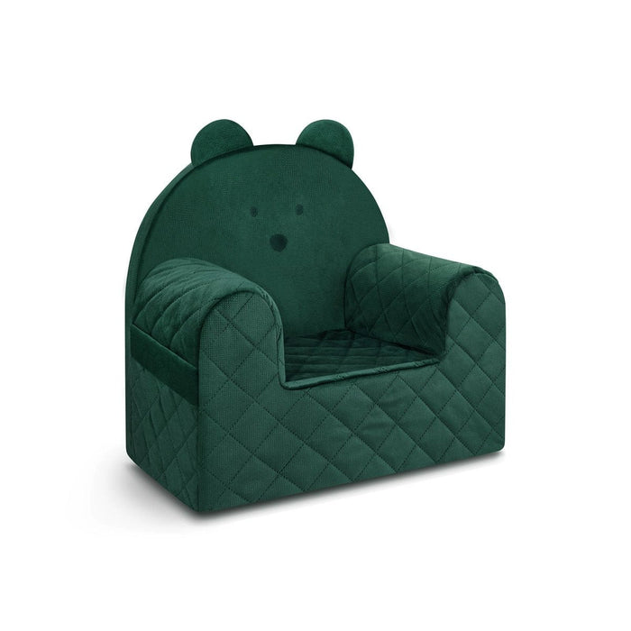 Fauteuil Enfant Ours Velours Vert avec Poches Rangement