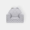 Fauteuil Enfant Ours Velours Gris Clair avec Poches Rangement