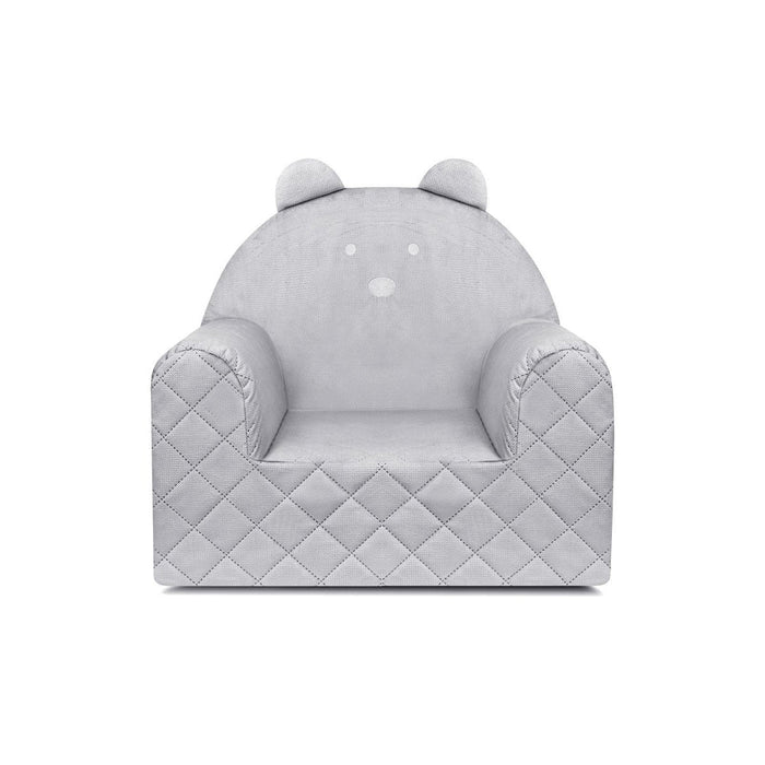 Fauteuil Enfant Ours Velours Gris Clair avec Poches Rangement