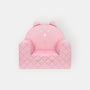 Fauteuil Enfant Ours Velours Rose avec Poches Rangement