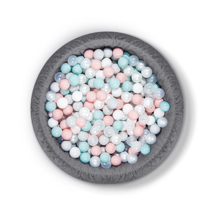 Piscine à Balles Gris Anthracite avec 300 Balles Pastel pour Éveil Sensoriel