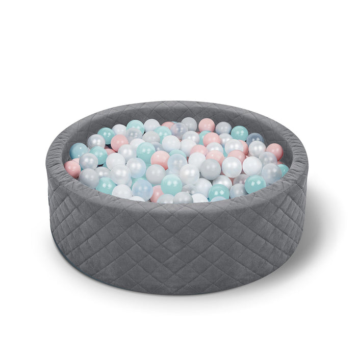 Piscine à Balles Gris Anthracite avec 300 Balles Pastel pour Éveil Sensoriel