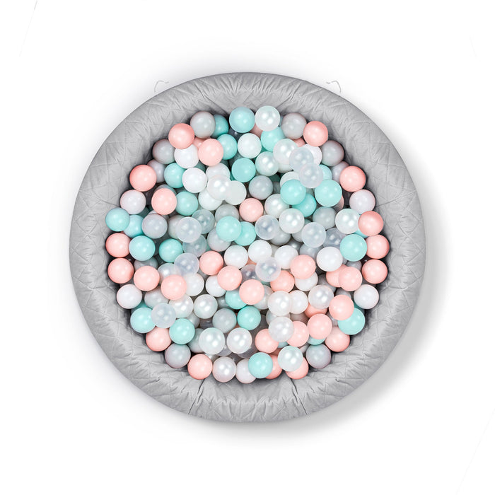 Piscine à Balles Gris Clair avec 300 Balles Pastel pour Éveil Sensoriel