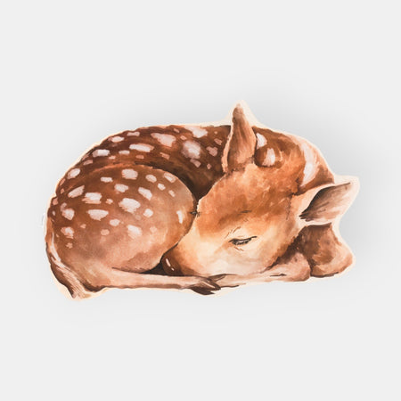 Coussin Enfant Fait Main Petit Faon, Collection Animaux Forêt Velours