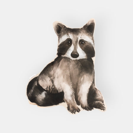 Coussin Enfant Fait Main Raton Laveur, Collection Animaux Forêt Velours