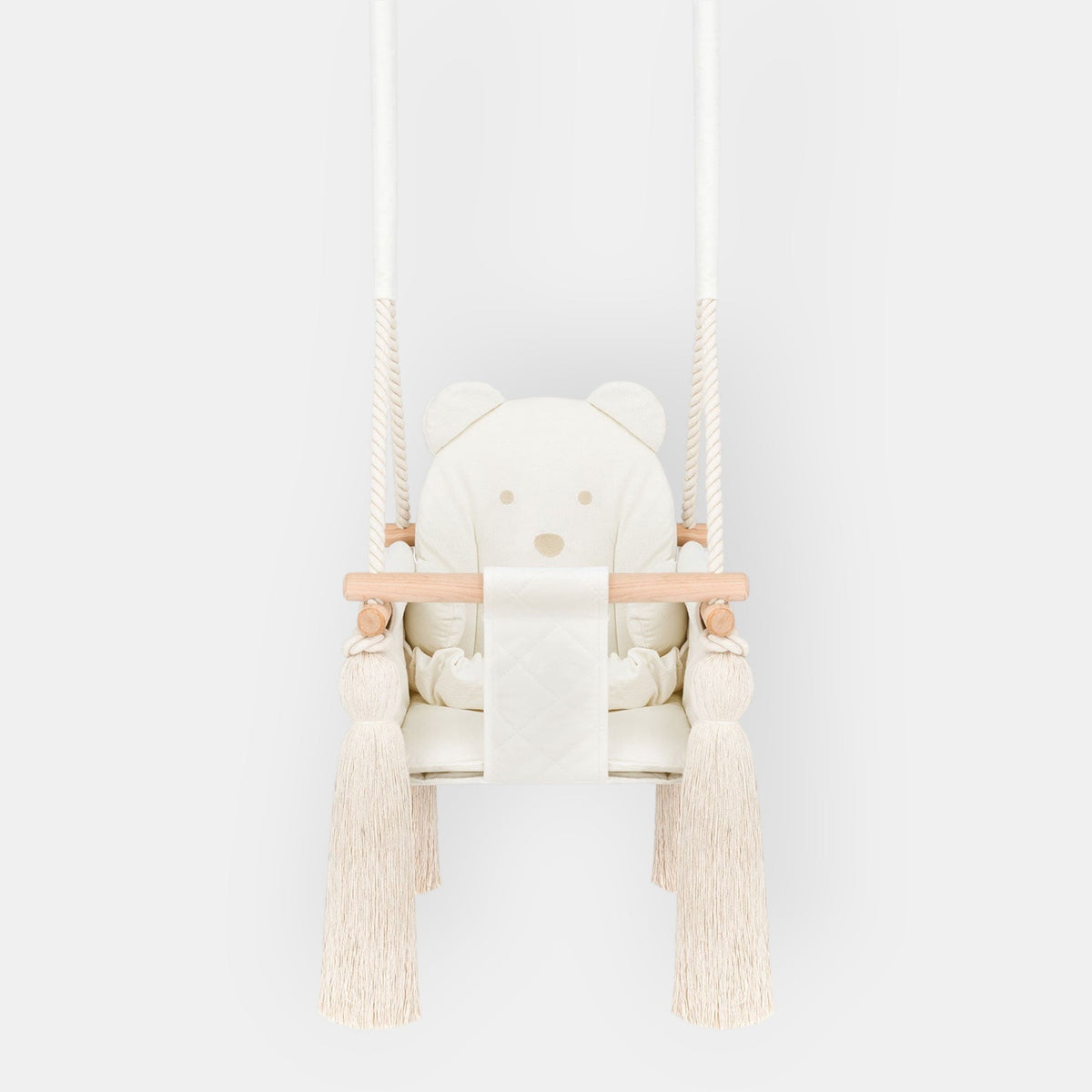 Balançoire bébé intérieur en velours beige avec harnais
