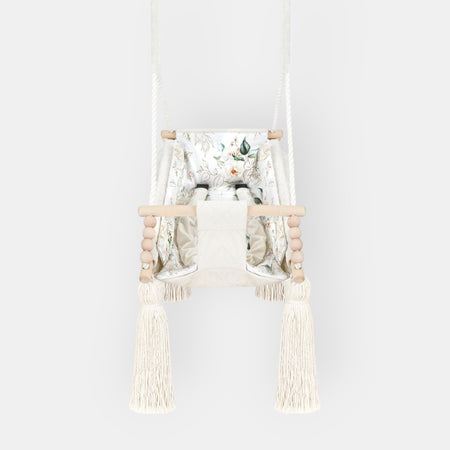 Hamac Bébé Nouveau-né 3-en-1 Velours Beige avec Sangles Sécurité Personnalisable