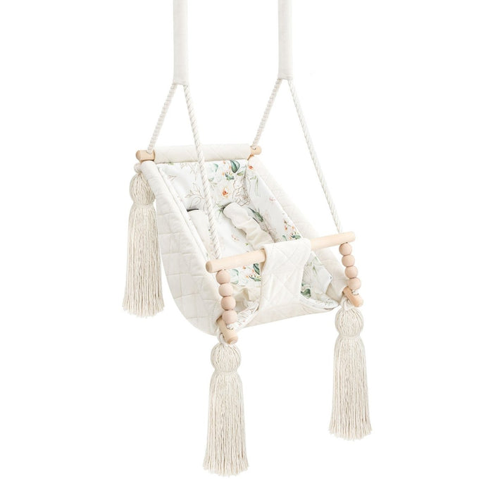 Hamac Bébé Nouveau-né 3-en-1 Velours Beige avec Sangles Sécurité Personnalisable