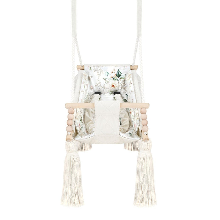 Hamac Bébé Nouveau-né 3-en-1 Velours Beige avec Sangles Sécurité Personnalisable