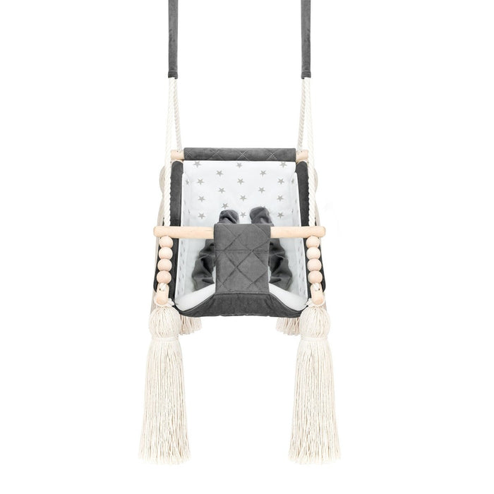 Hamac Bébé Nouveau-né 3-en-1 Velours Gris Foncé avec Sangles Sécurité Personnalisable