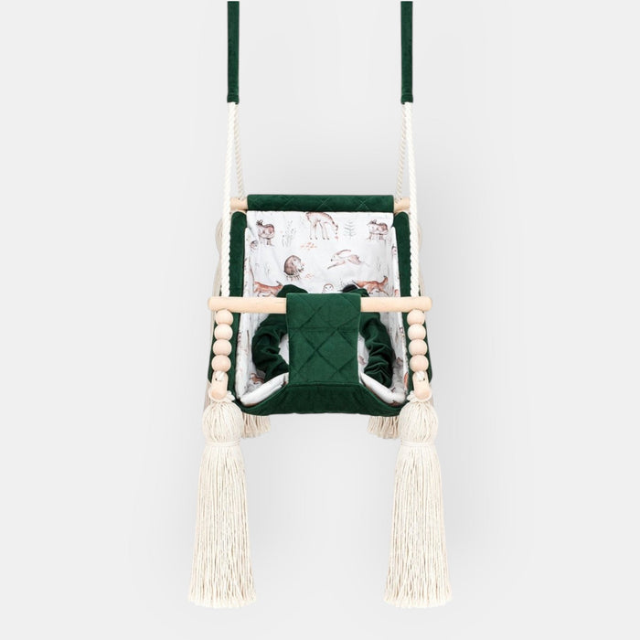 Hamac Bébé Nouveau-né 3-en-1 Velours Vert avec Sangles Sécurité Personnalisable