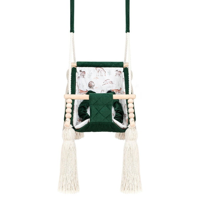 Hamac Bébé Nouveau-né 3-en-1 Velours Vert avec Sangles Sécurité Personnalisable