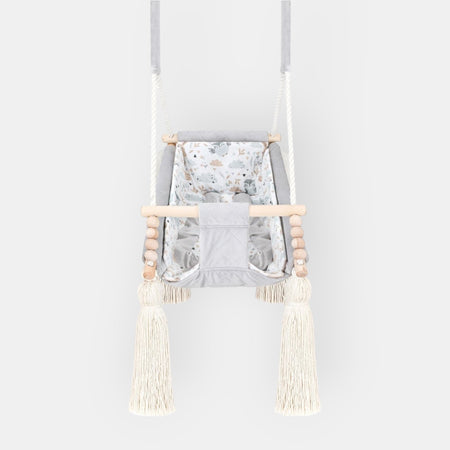 Hamac Bébé Nouveau-né 3-en-1 Velours Gris Clair avec Sangles Sécurité Personnalisable