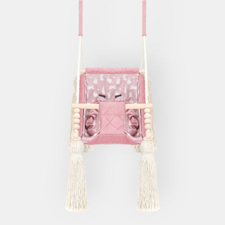 Hamac Bébé Nouveau-né 3-en-1 Velours Rose avec Sangles Sécurité Personnalisable