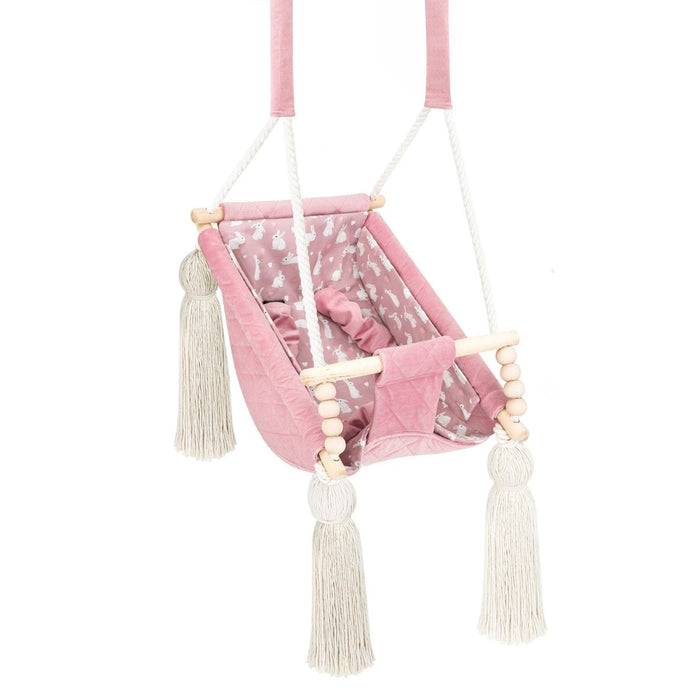 Hamac Bébé Nouveau-né 3-en-1 Velours Rose avec Sangles Sécurité Personnalisable