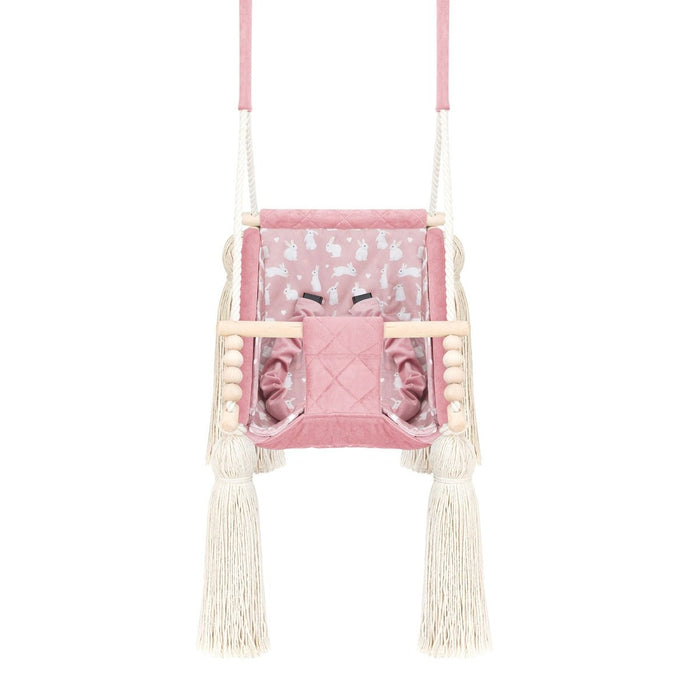 Hamac Bébé Nouveau-né 3-en-1 Velours Rose avec Sangles Sécurité Personnalisable