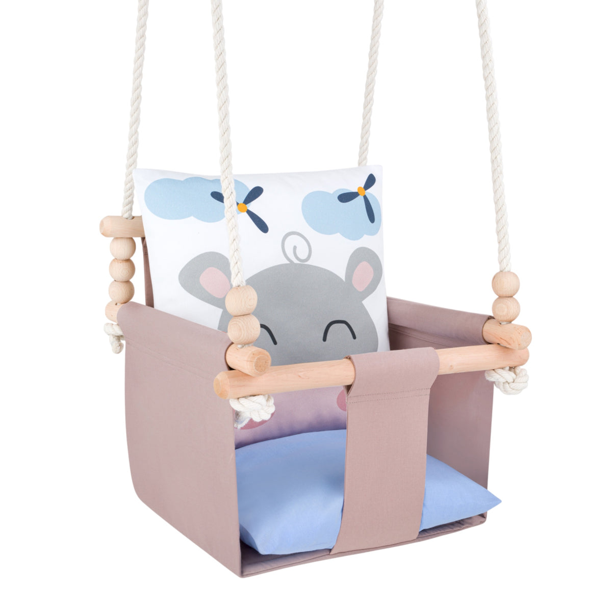 Balançoire bébé intérieur Safari hippopotame en coton – vue 4