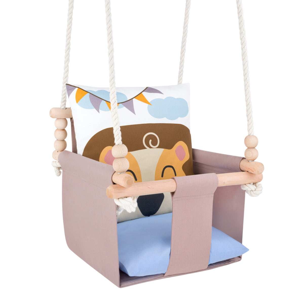 Balançoire bébé intérieur Safari lion en coton – vue 2