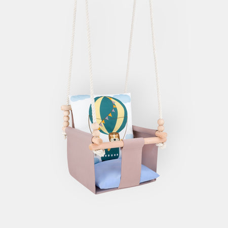 Balançoire Bébé Intérieur Lion Safari, Siège Berçant Coton avec Coussins Décoratifs